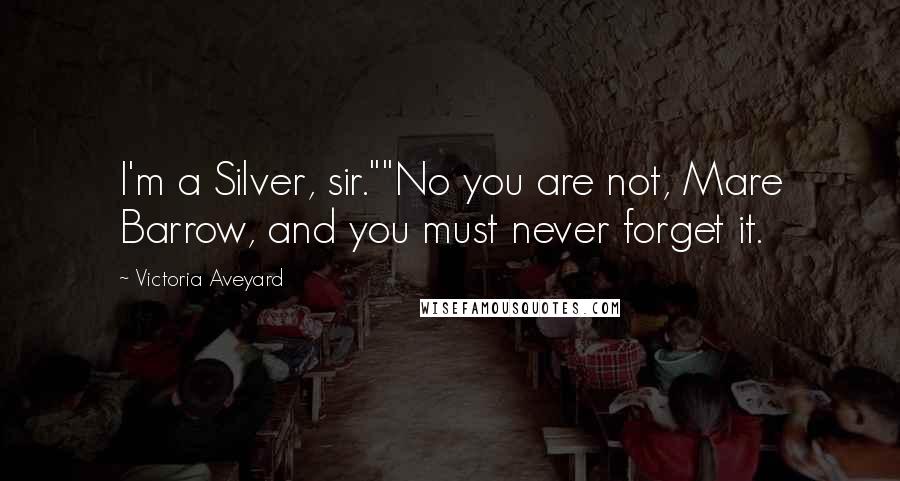 Victoria Aveyard Quotes: I'm a Silver, sir.""No you are not, Mare Barrow, and you must never forget it.