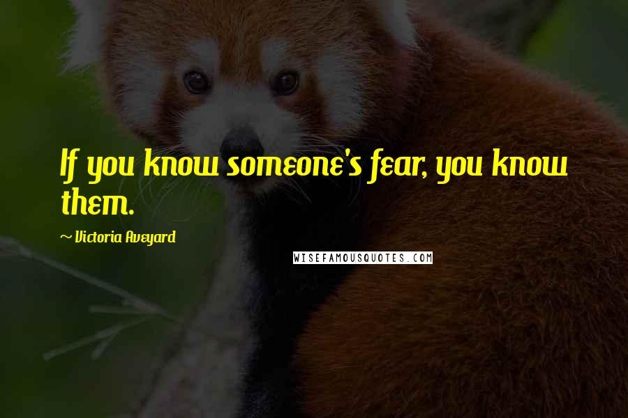 Victoria Aveyard Quotes: If you know someone's fear, you know them.