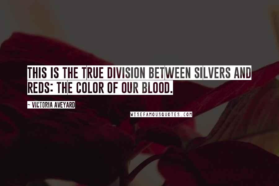 Victoria Aveyard Quotes: This is the true division between Silvers and Reds: the color of our blood.