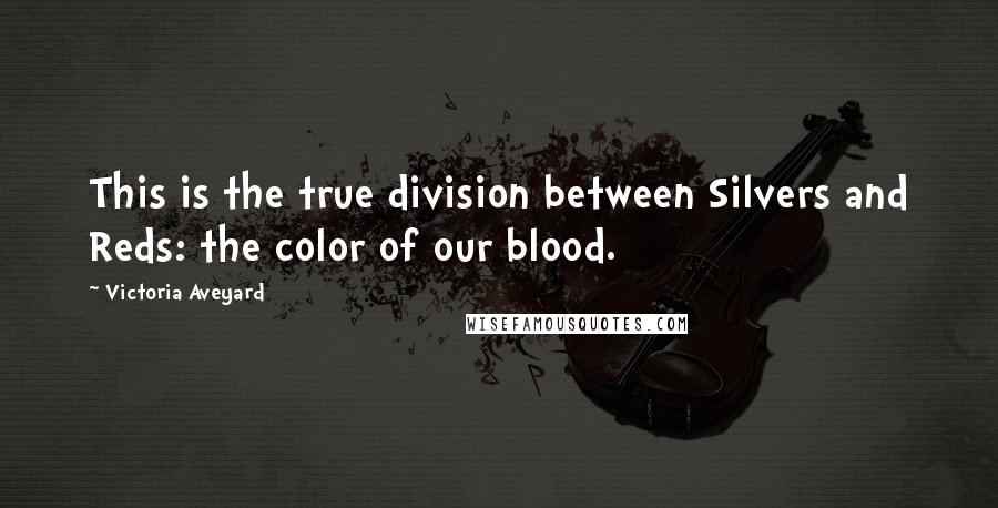 Victoria Aveyard Quotes: This is the true division between Silvers and Reds: the color of our blood.