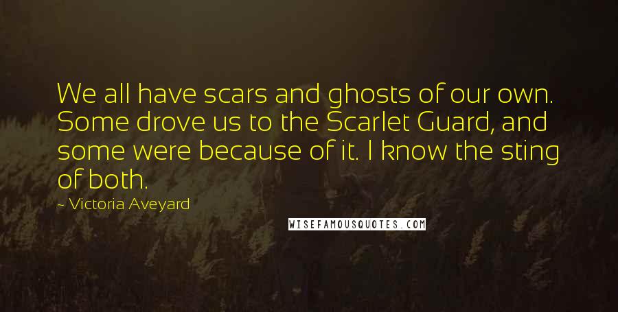 Victoria Aveyard Quotes: We all have scars and ghosts of our own. Some drove us to the Scarlet Guard, and some were because of it. I know the sting of both.