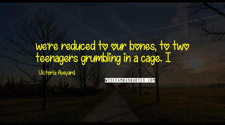 Victoria Aveyard Quotes: we're reduced to our bones, to two teenagers grumbling in a cage. I