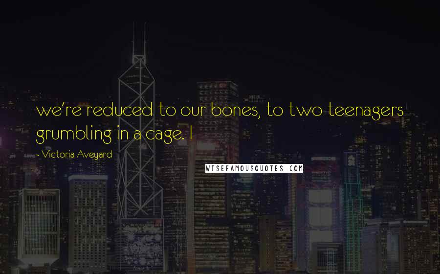 Victoria Aveyard Quotes: we're reduced to our bones, to two teenagers grumbling in a cage. I