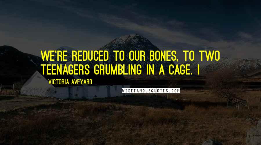 Victoria Aveyard Quotes: we're reduced to our bones, to two teenagers grumbling in a cage. I