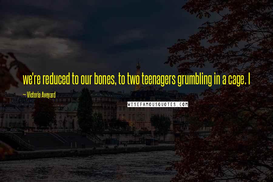 Victoria Aveyard Quotes: we're reduced to our bones, to two teenagers grumbling in a cage. I