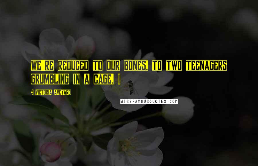 Victoria Aveyard Quotes: we're reduced to our bones, to two teenagers grumbling in a cage. I