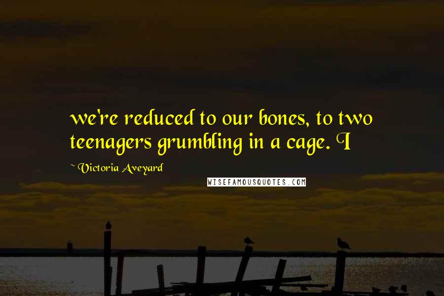 Victoria Aveyard Quotes: we're reduced to our bones, to two teenagers grumbling in a cage. I