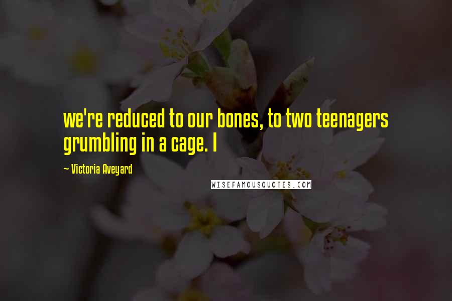 Victoria Aveyard Quotes: we're reduced to our bones, to two teenagers grumbling in a cage. I