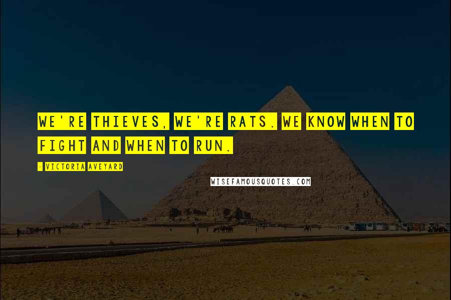 Victoria Aveyard Quotes: we're thieves, we're rats. We know when to fight and when to run.