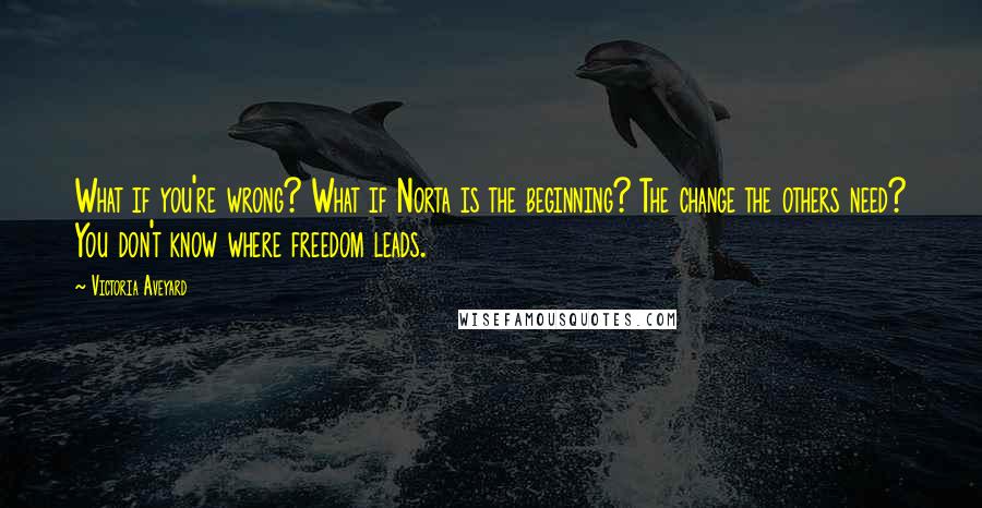 Victoria Aveyard Quotes: What if you're wrong? What if Norta is the beginning? The change the others need? You don't know where freedom leads.