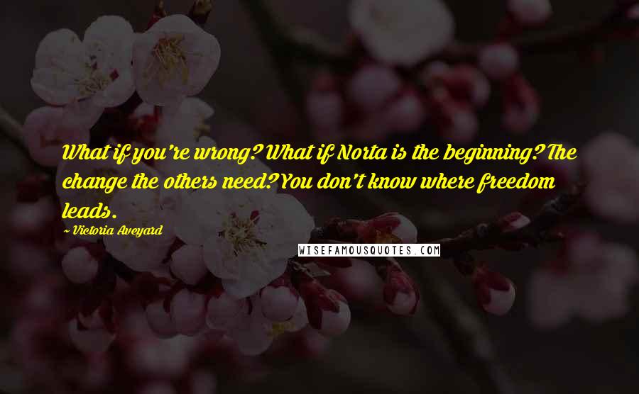 Victoria Aveyard Quotes: What if you're wrong? What if Norta is the beginning? The change the others need? You don't know where freedom leads.