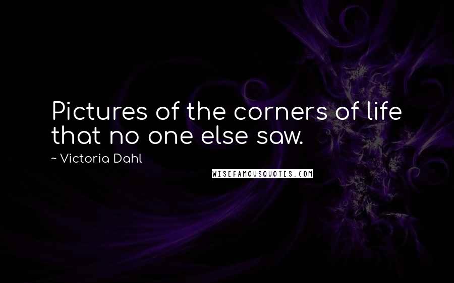 Victoria Dahl Quotes: Pictures of the corners of life that no one else saw.