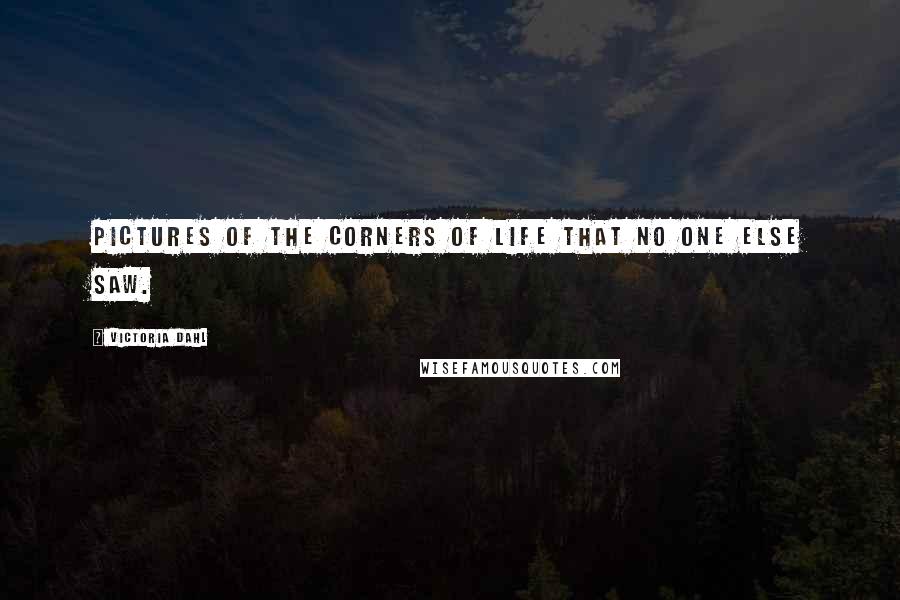 Victoria Dahl Quotes: Pictures of the corners of life that no one else saw.
