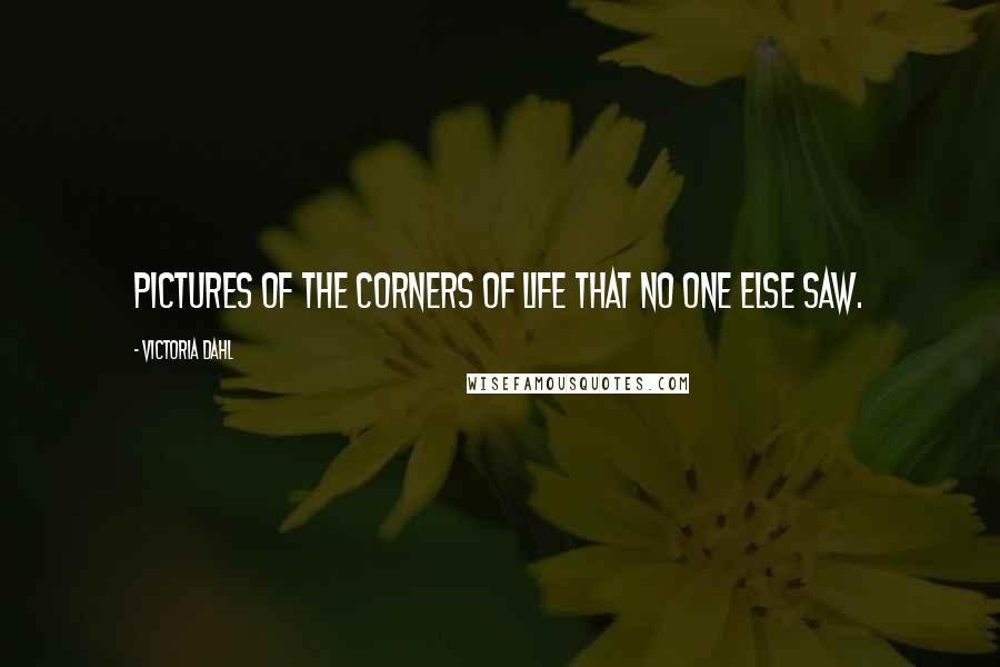 Victoria Dahl Quotes: Pictures of the corners of life that no one else saw.