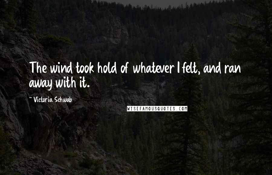 Victoria Schwab Quotes: The wind took hold of whatever I felt, and ran away with it.