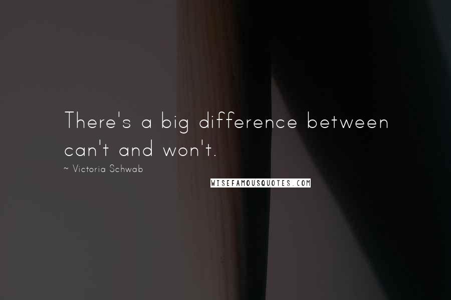 Victoria Schwab Quotes: There's a big difference between can't and won't.