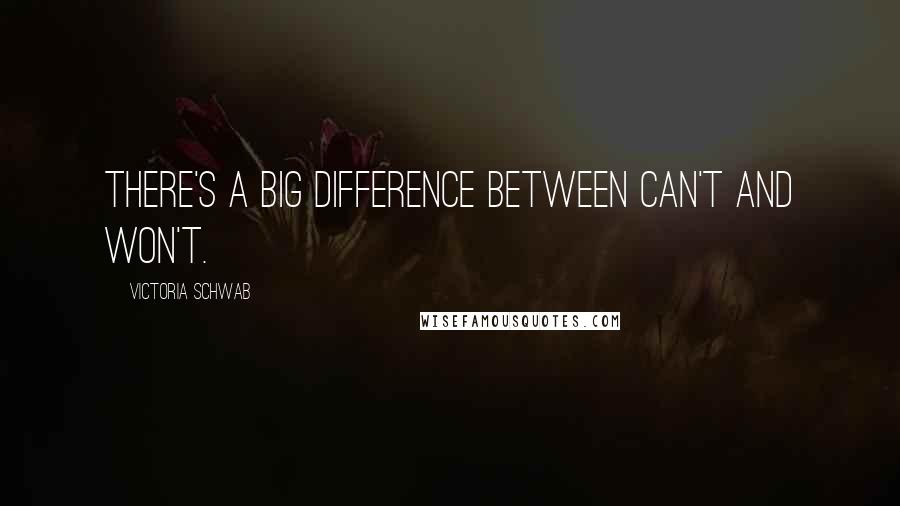 Victoria Schwab Quotes: There's a big difference between can't and won't.