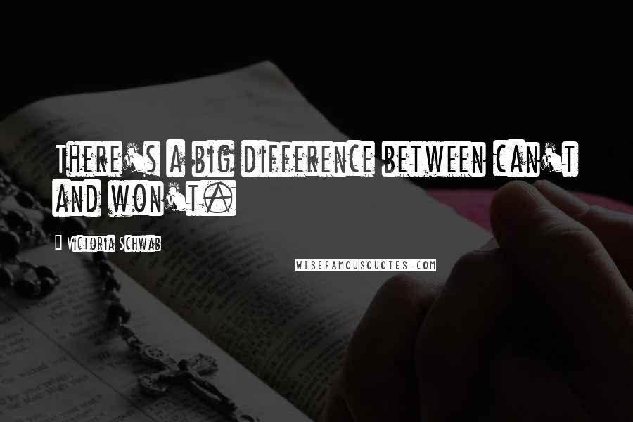 Victoria Schwab Quotes: There's a big difference between can't and won't.