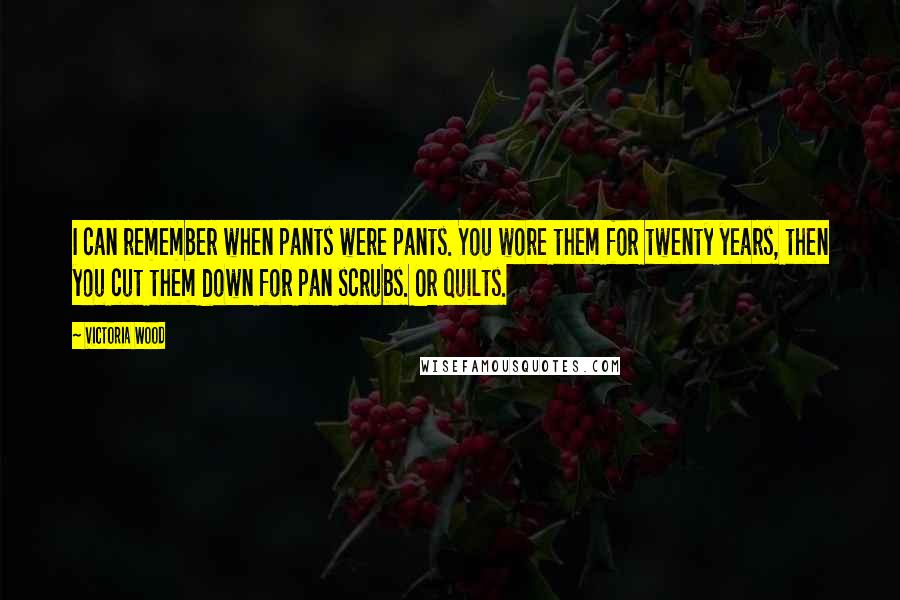 Victoria Wood Quotes: I can remember when pants were pants. You wore them for twenty years, then you cut them down for pan scrubs. Or quilts.