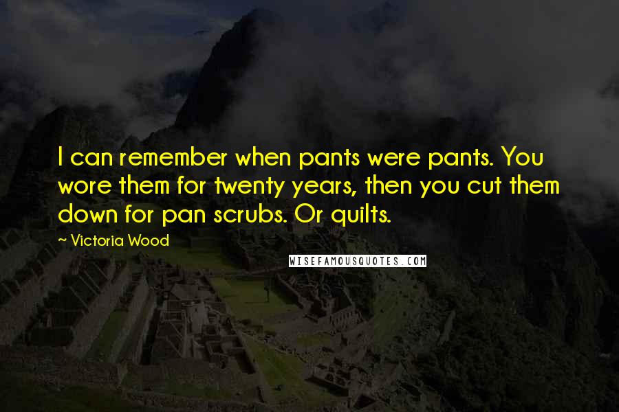 Victoria Wood Quotes: I can remember when pants were pants. You wore them for twenty years, then you cut them down for pan scrubs. Or quilts.