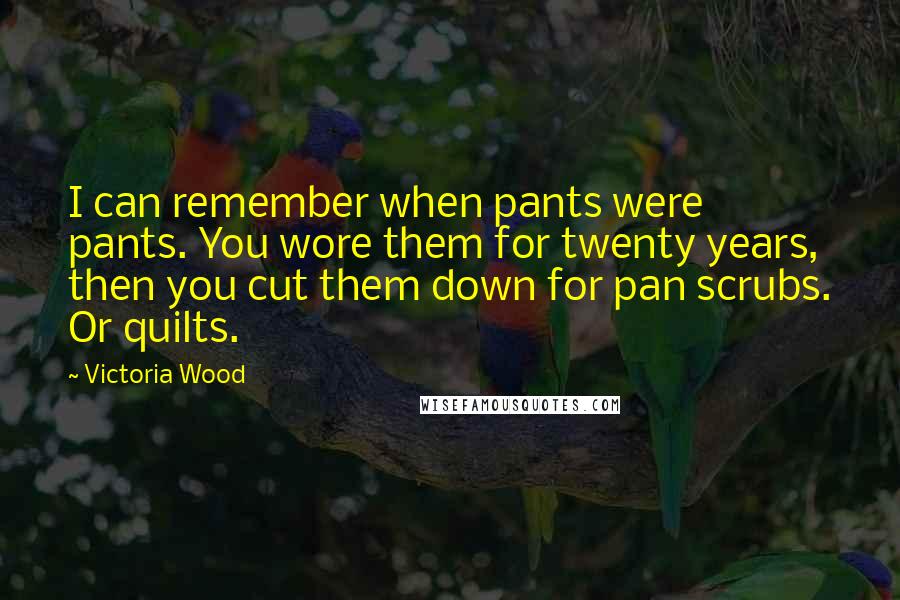 Victoria Wood Quotes: I can remember when pants were pants. You wore them for twenty years, then you cut them down for pan scrubs. Or quilts.