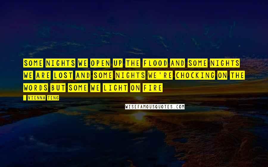 Vienna Teng Quotes: some nights we open up the flood and some nights we are lost and some nights we're chocking on the words but some we light on fire