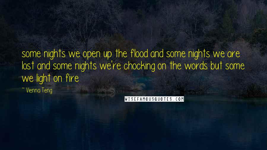 Vienna Teng Quotes: some nights we open up the flood and some nights we are lost and some nights we're chocking on the words but some we light on fire