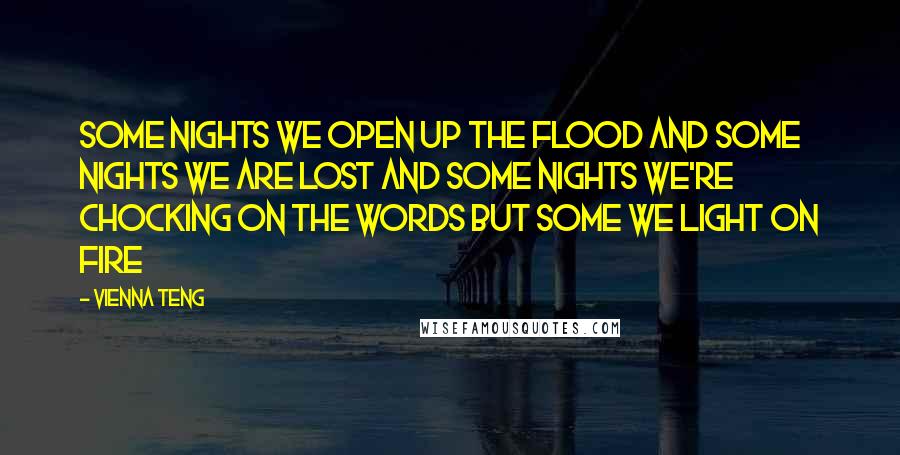 Vienna Teng Quotes: some nights we open up the flood and some nights we are lost and some nights we're chocking on the words but some we light on fire