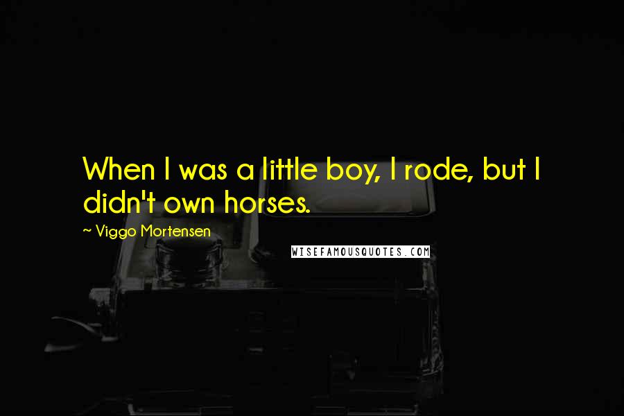 Viggo Mortensen Quotes: When I was a little boy, I rode, but I didn't own horses.