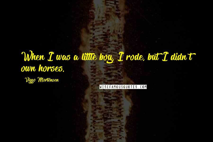 Viggo Mortensen Quotes: When I was a little boy, I rode, but I didn't own horses.