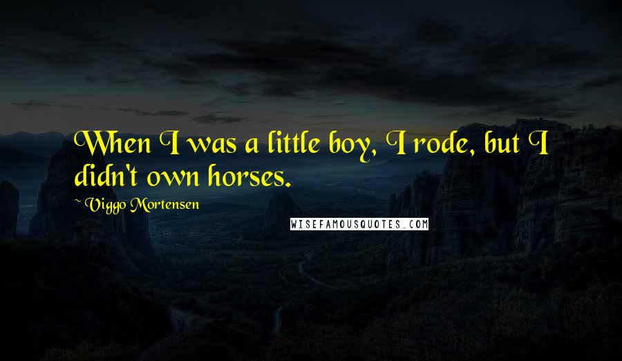 Viggo Mortensen Quotes: When I was a little boy, I rode, but I didn't own horses.