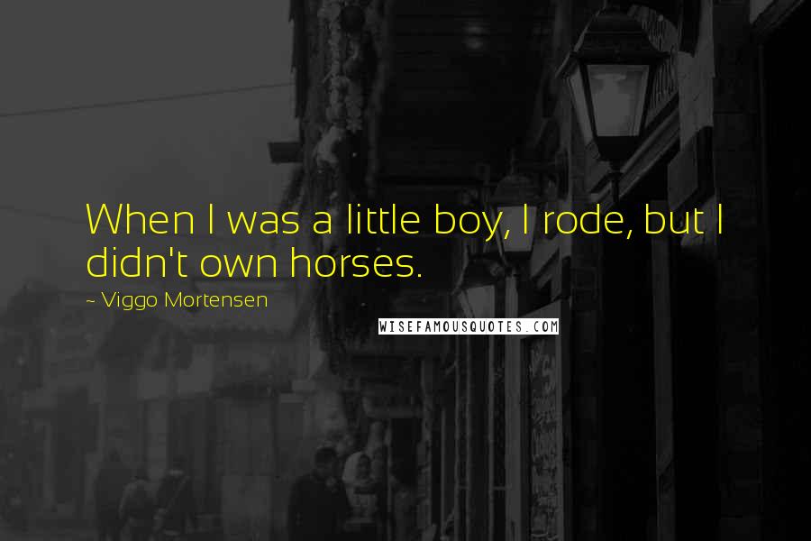 Viggo Mortensen Quotes: When I was a little boy, I rode, but I didn't own horses.