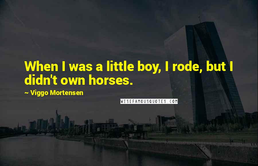 Viggo Mortensen Quotes: When I was a little boy, I rode, but I didn't own horses.