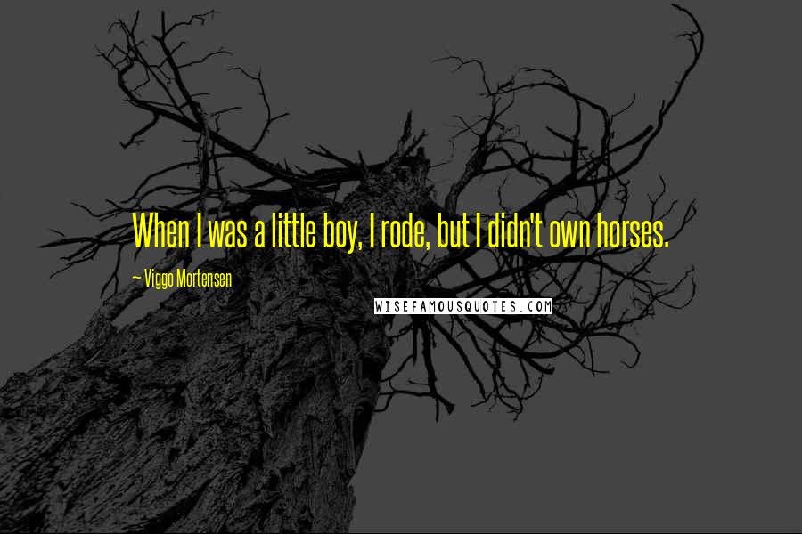 Viggo Mortensen Quotes: When I was a little boy, I rode, but I didn't own horses.