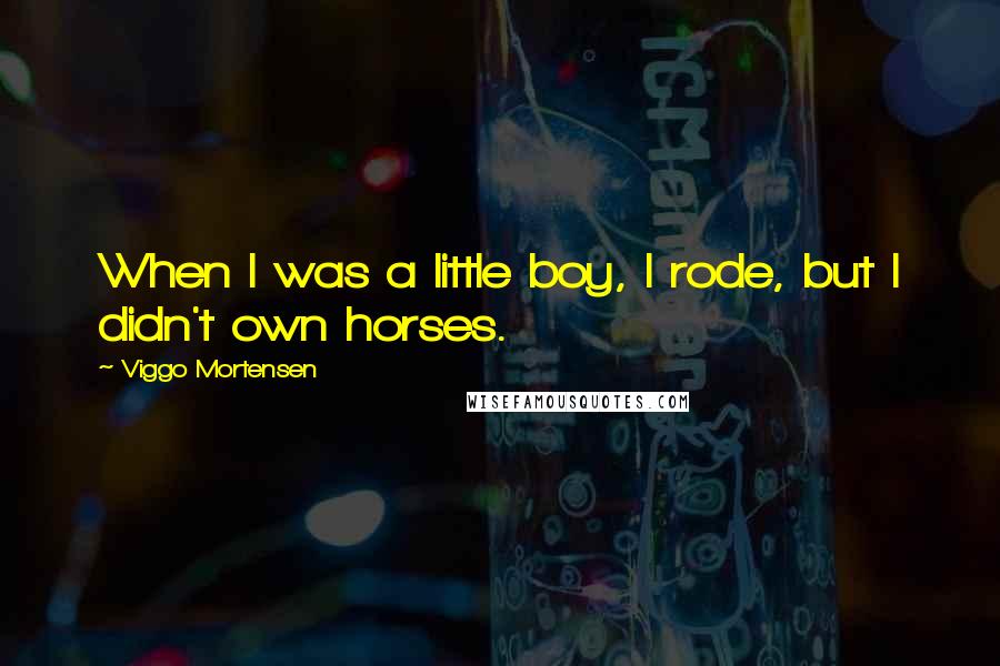 Viggo Mortensen Quotes: When I was a little boy, I rode, but I didn't own horses.