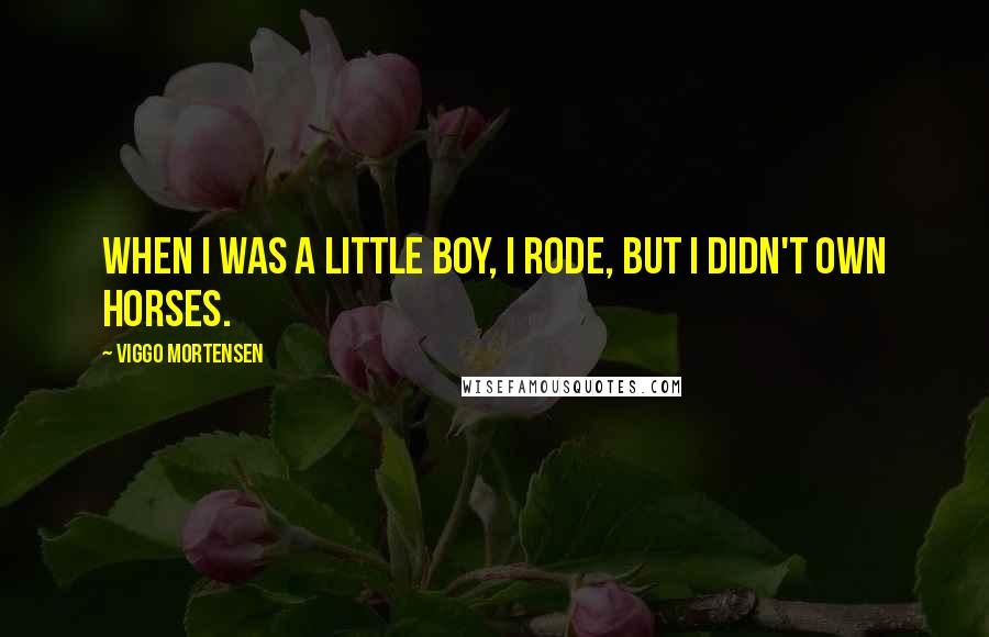 Viggo Mortensen Quotes: When I was a little boy, I rode, but I didn't own horses.