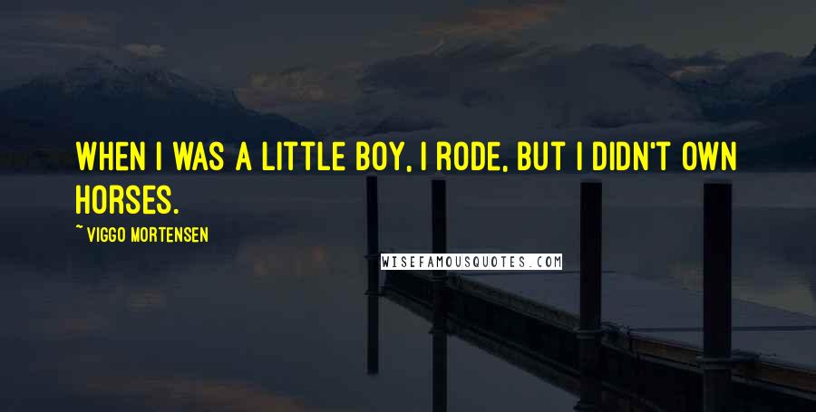 Viggo Mortensen Quotes: When I was a little boy, I rode, but I didn't own horses.