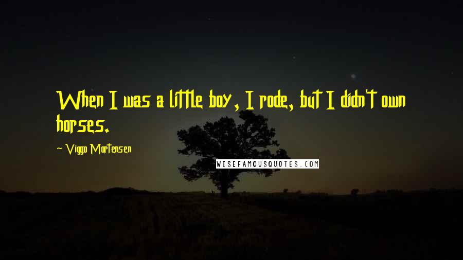 Viggo Mortensen Quotes: When I was a little boy, I rode, but I didn't own horses.