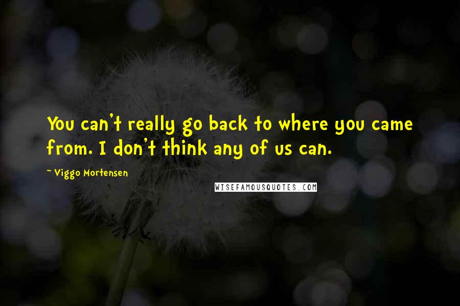 Viggo Mortensen Quotes: You can't really go back to where you came from. I don't think any of us can.