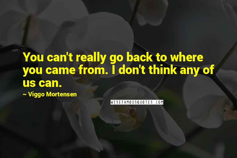 Viggo Mortensen Quotes: You can't really go back to where you came from. I don't think any of us can.