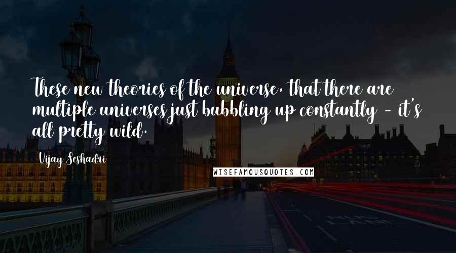 Vijay Seshadri Quotes: These new theories of the universe, that there are multiple universes just bubbling up constantly - it's all pretty wild.