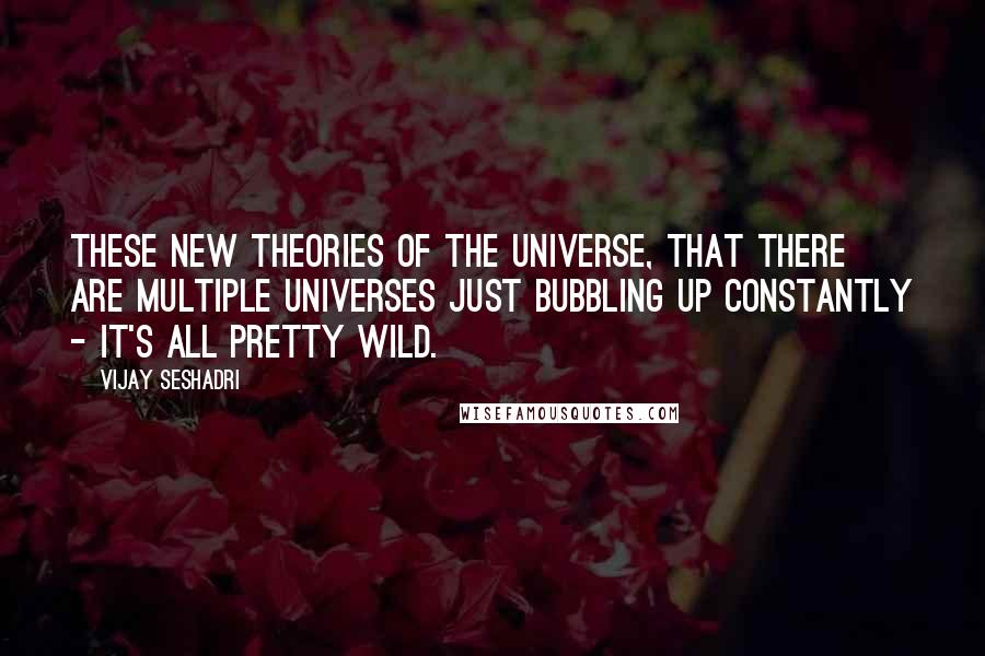 Vijay Seshadri Quotes: These new theories of the universe, that there are multiple universes just bubbling up constantly - it's all pretty wild.