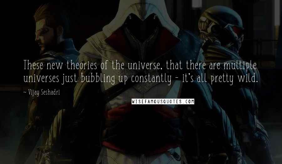 Vijay Seshadri Quotes: These new theories of the universe, that there are multiple universes just bubbling up constantly - it's all pretty wild.