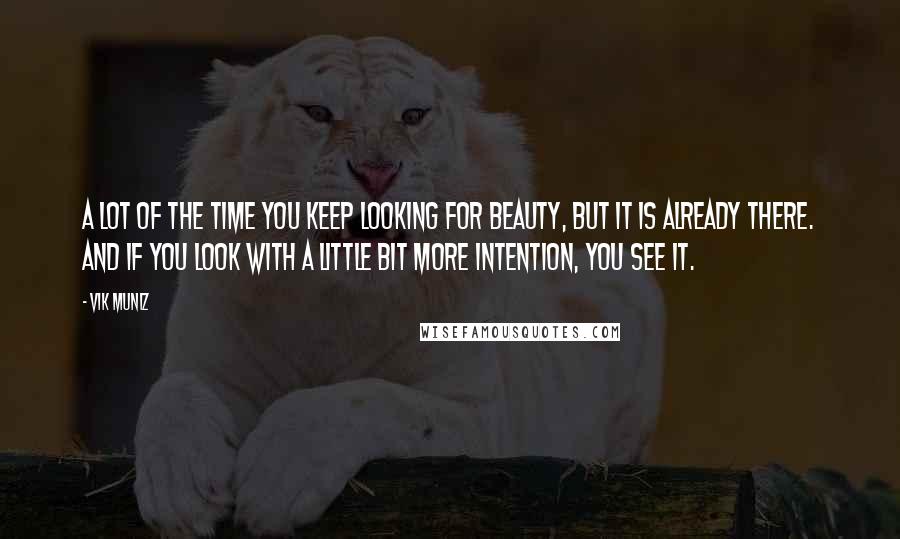 Vik Muniz Quotes: A lot of the time you keep looking for beauty, but it is already there. And if you look with a little bit more intention, you see it.