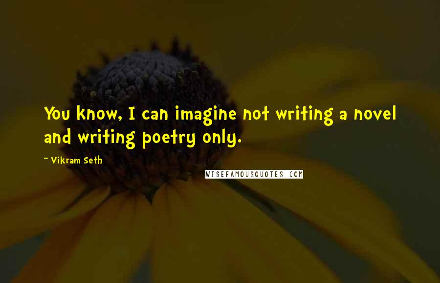 Vikram Seth Quotes: You know, I can imagine not writing a novel and writing poetry only.