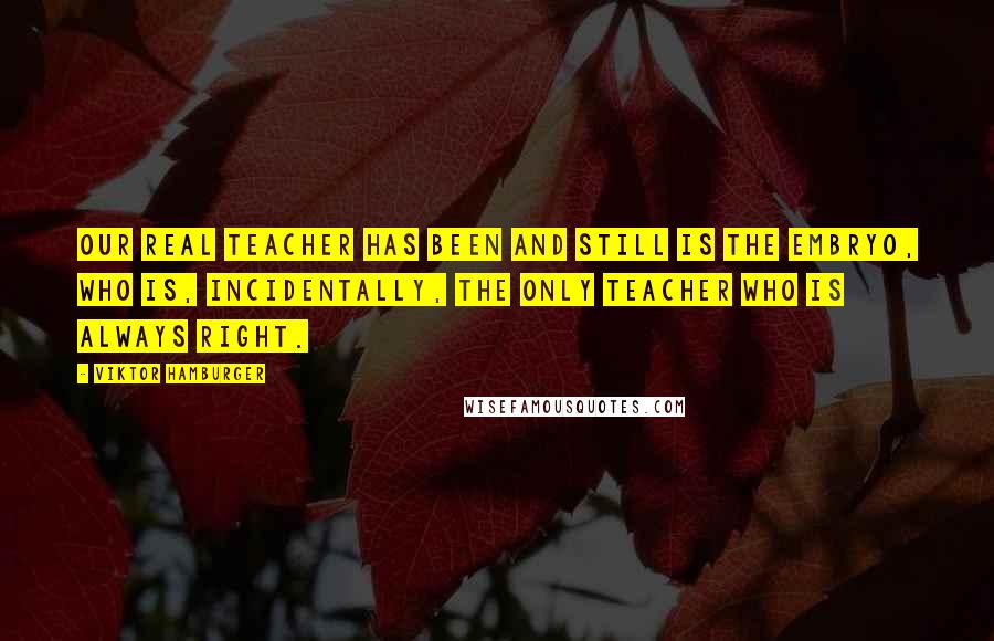 Viktor Hamburger Quotes: Our real teacher has been and still is the embryo, who is, incidentally, the only teacher who is always right.