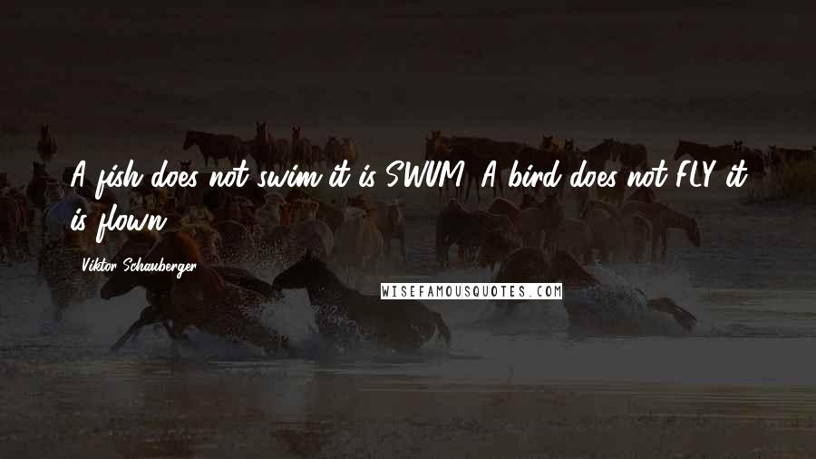 Viktor Schauberger Quotes: A fish does not swim it is SWUM. A bird does not FLY it is flown.