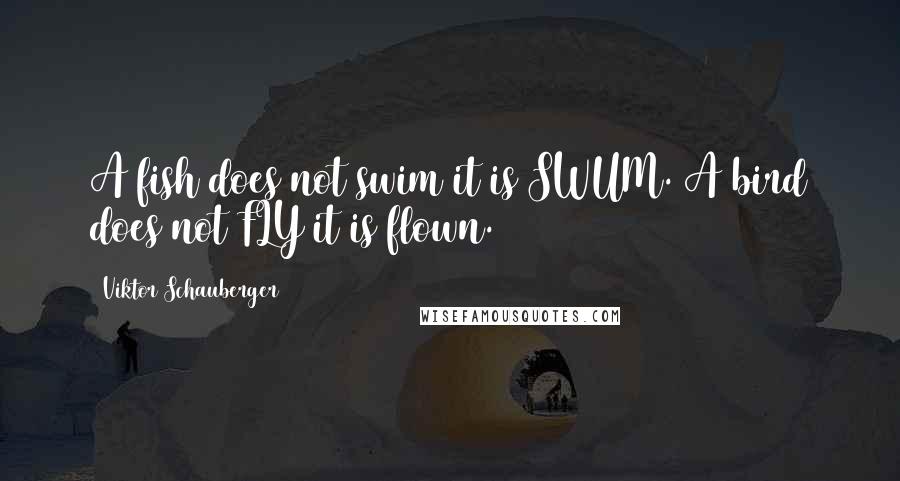 Viktor Schauberger Quotes: A fish does not swim it is SWUM. A bird does not FLY it is flown.