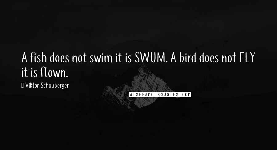 Viktor Schauberger Quotes: A fish does not swim it is SWUM. A bird does not FLY it is flown.