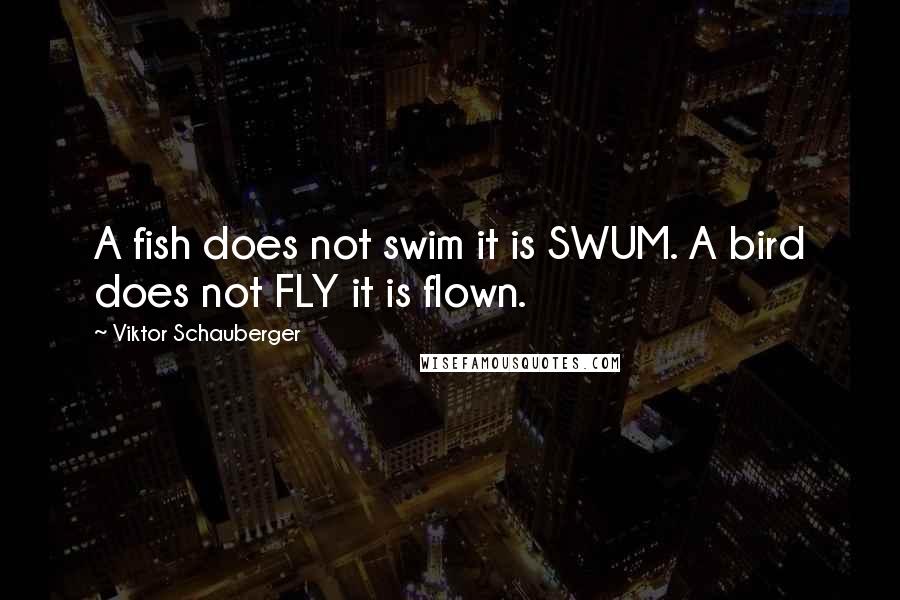 Viktor Schauberger Quotes: A fish does not swim it is SWUM. A bird does not FLY it is flown.